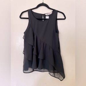 NWT Girls size 12-13Y, H&M ruffle asymmetrical hem ruffle tank, black.
